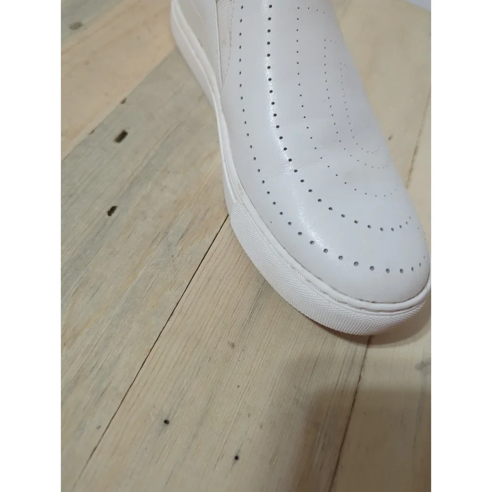 Kate Spade Azores Perforated White Leather Slip On Sneakers 7.5 Spade Design
